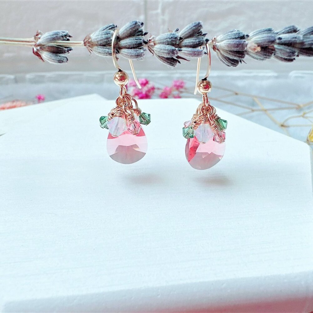 14k Gold-Filled Crystal Mini Pear Drop Earrings | Handmade in BC